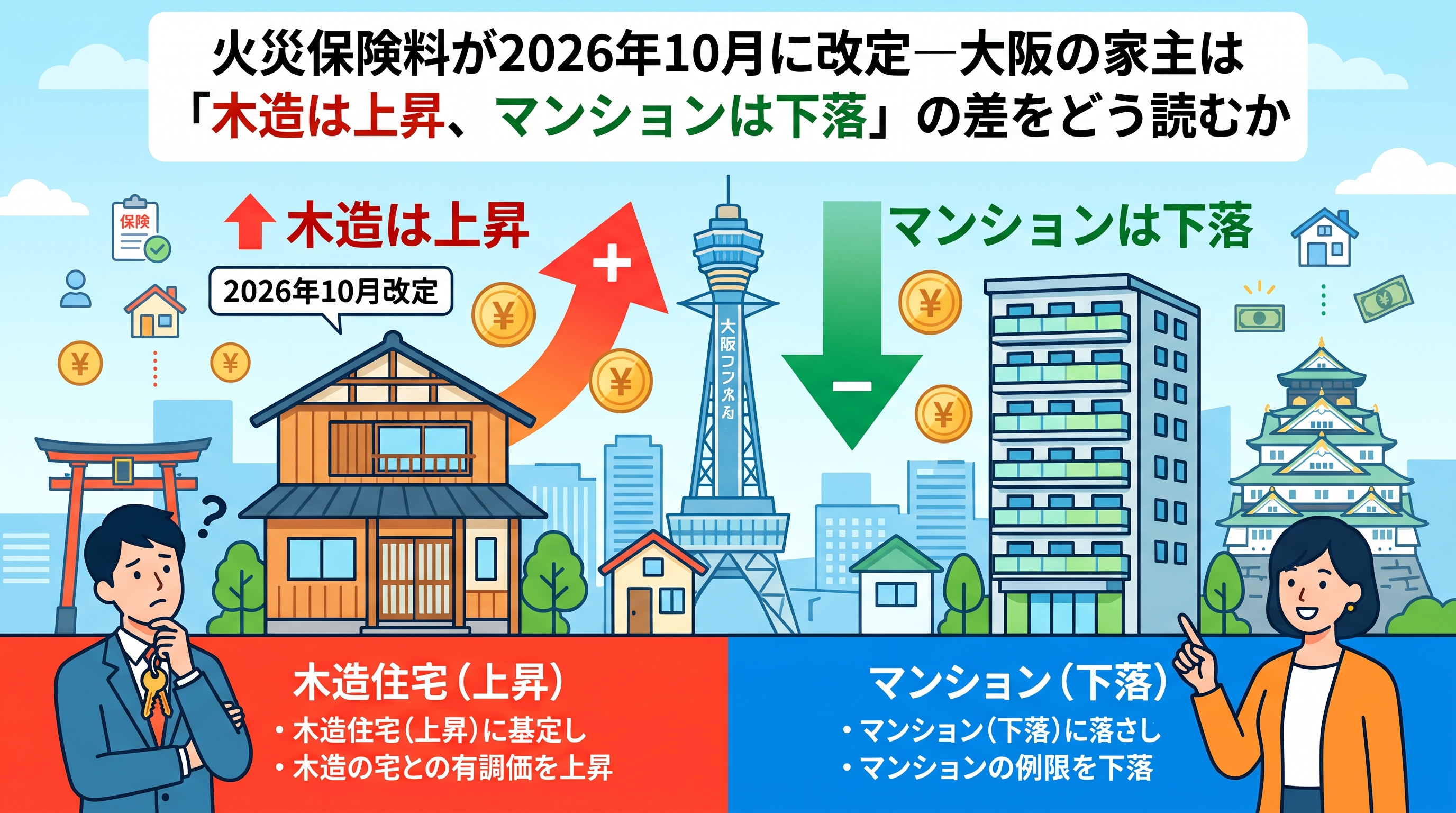火災保険料10月改定、大阪の家主が確認すべき構造別の差の画像