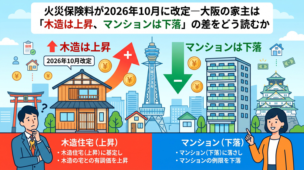 火災保険料10月改定、大阪の家主が確認すべき構造別の差の画像