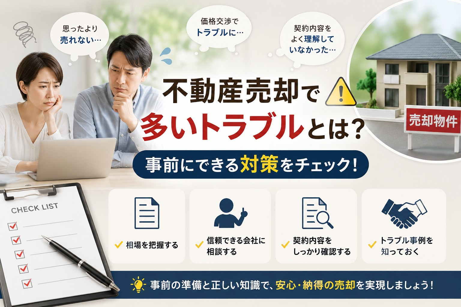 不動産売却で多いトラブルとは?事前にできる対策を徹底解説!の画像