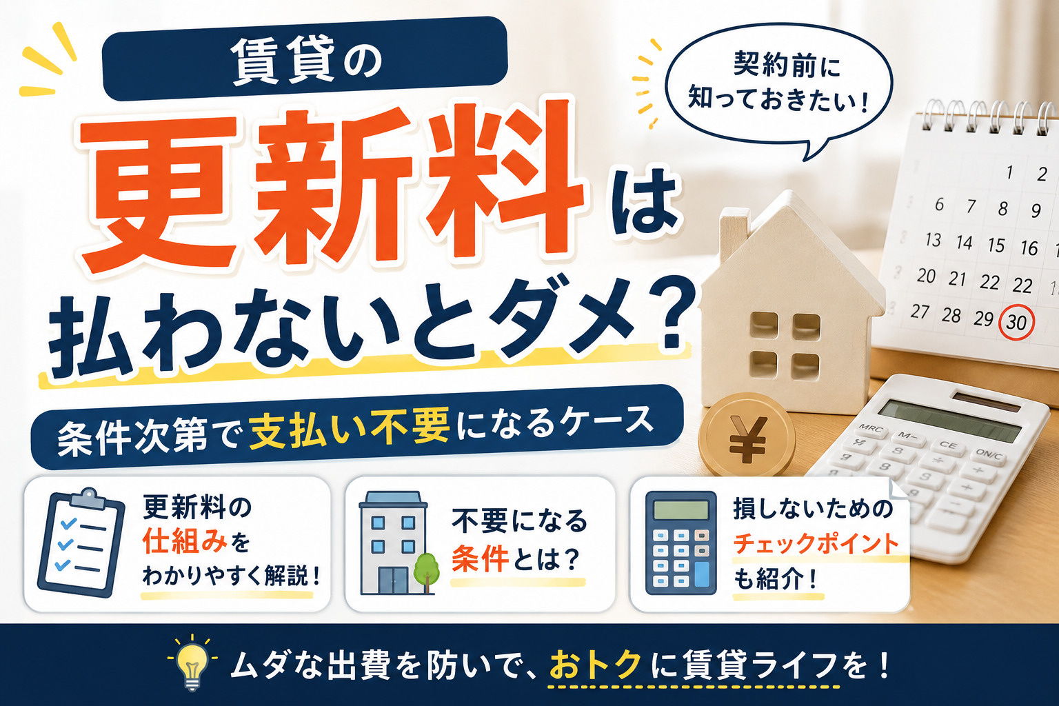 賃貸の更新料は払わないとダメ?条件次第で支払い不要になるケースを解説の画像