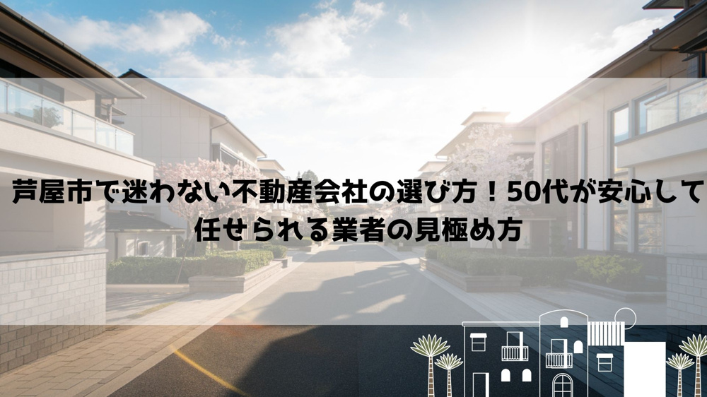 【2026年最新】芦屋市で迷わない不動産会社の選び方！50代が安心して任せられる業者の見極め方の画像