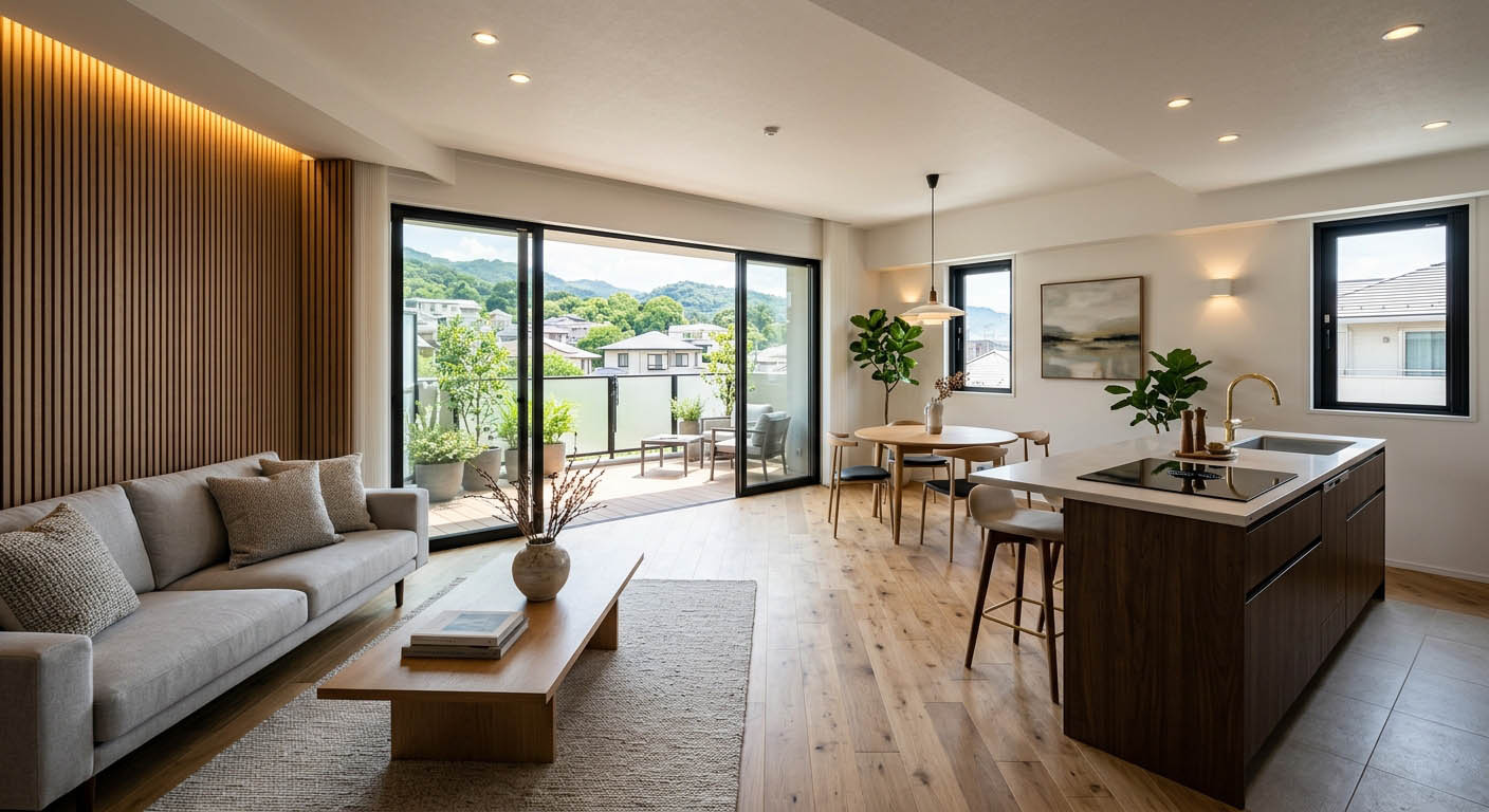 芦屋の中古物件をデザインリノベーションして収益性を向上させた室内