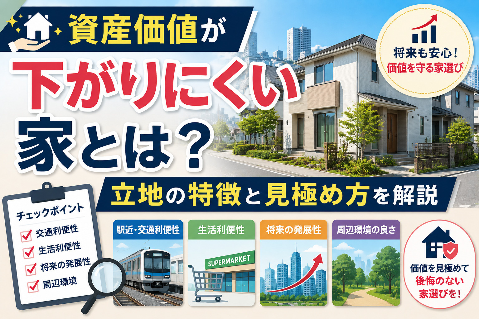 資産価値が下がりにくい家とは？立地の特徴と見極め方を解説の画像