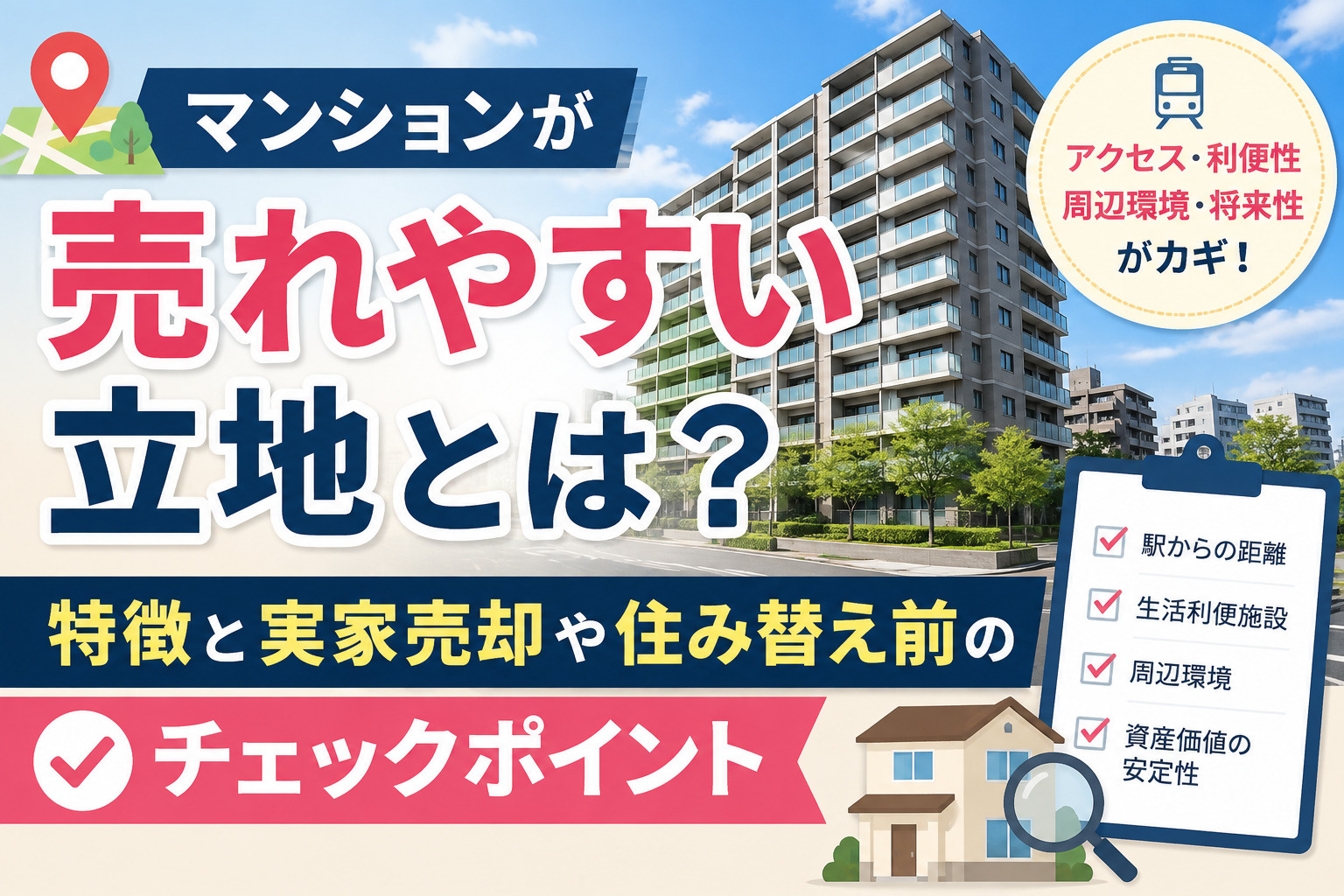 マンションが売れやすい立地とは?特徴と実家売却や住み替え前のチェックポイントの画像