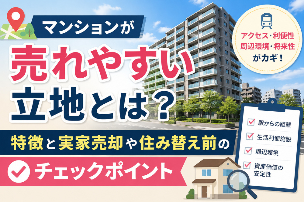 マンションが売れやすい立地とは？特徴と実家売却や住み替え前のチェックポイントの画像