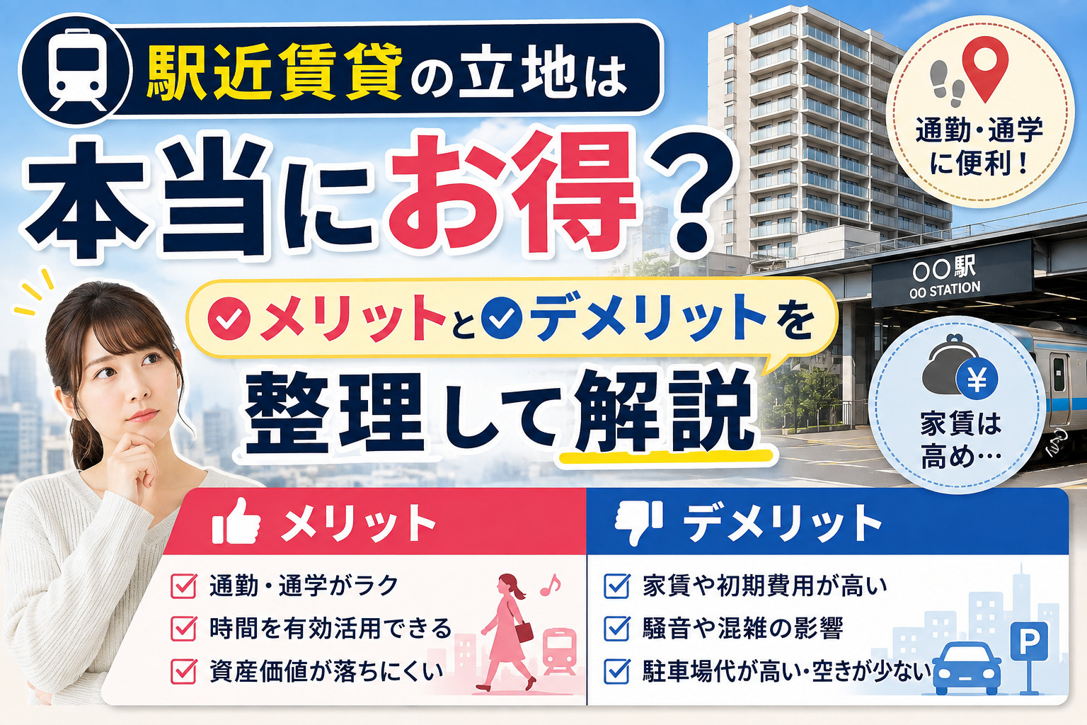 駅近賃貸の立地は本当にお得？メリットとデメリットを整理して解説の画像