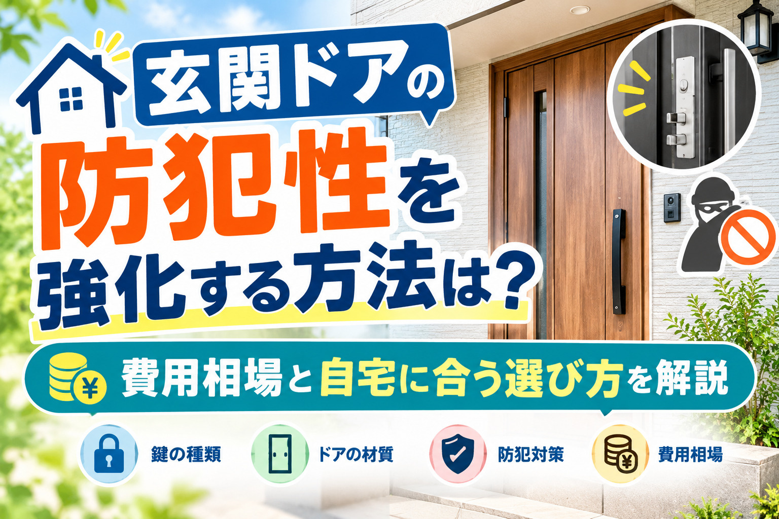 玄関ドアの防犯性を強化する方法は？費用相場と自宅に合う選び方を解説の画像