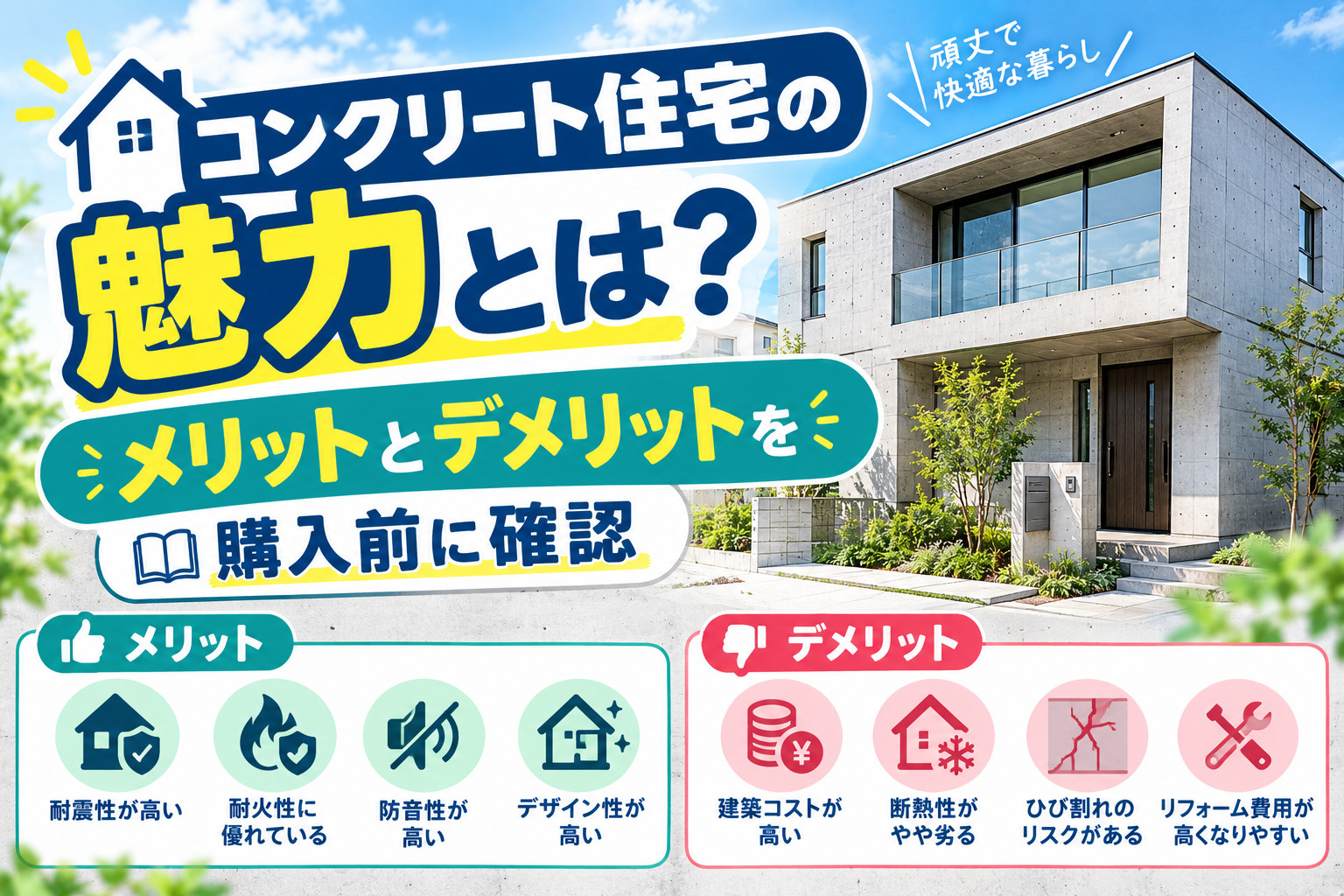 コンクリート住宅の魅力とは？メリットとデメリットを購入前に確認の画像