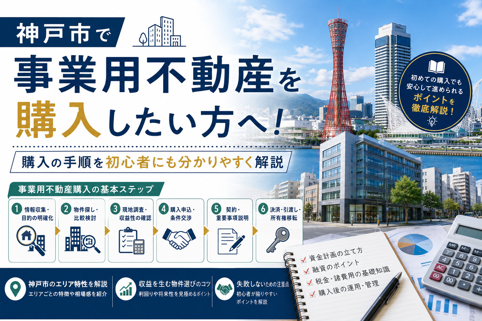 神戸市で事業用不動産を購入したい方へ!購入の手順を初心者にも分かりやすく解説の画像