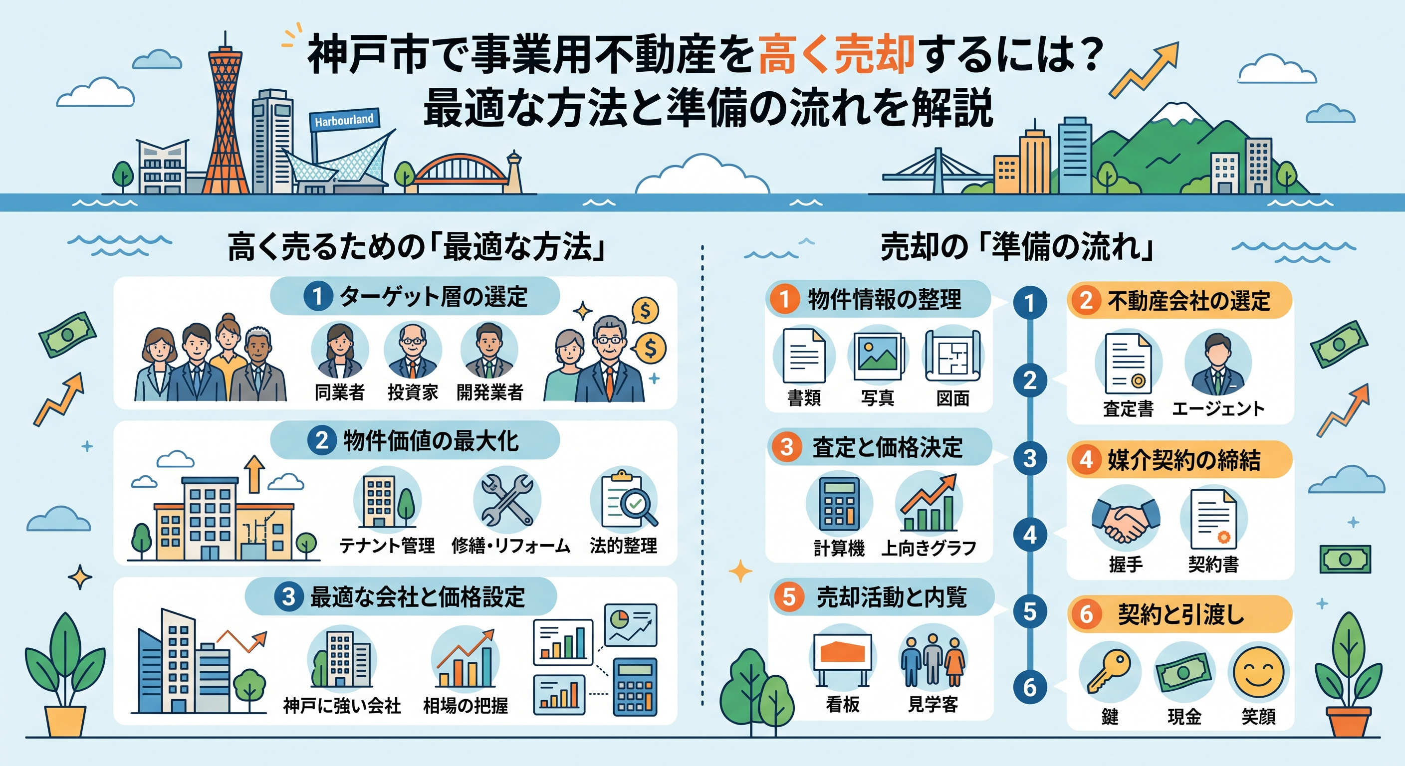 神戸市で事業用不動産を高く売却するには？最適な方法と準備の流れを解説の画像