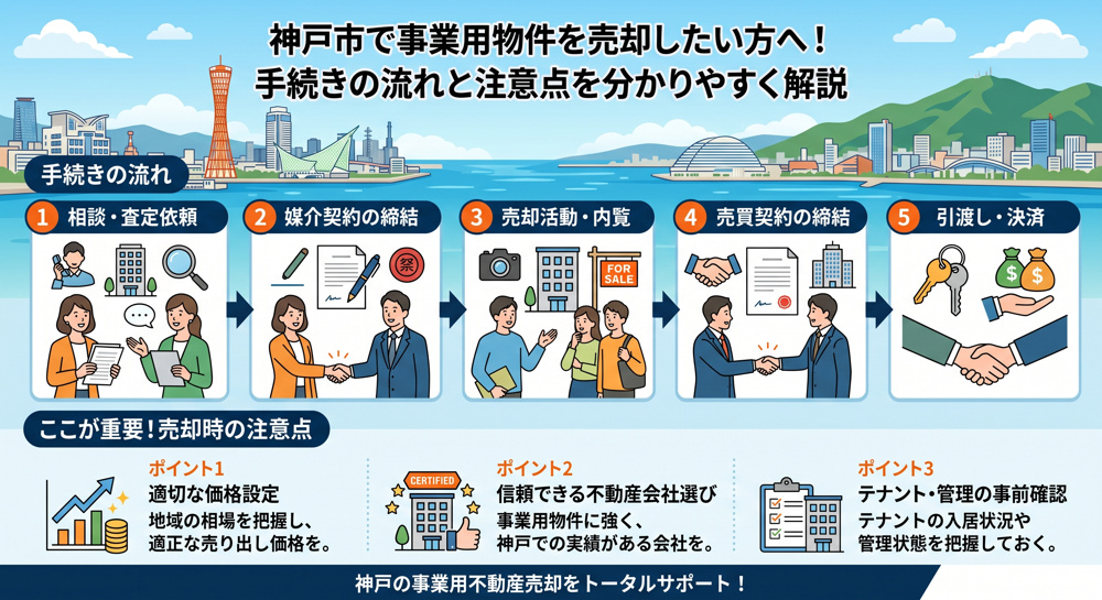 神戸市で事業用物件を売却したい方へ！手続きの流れと注意点を分かりやすく解説の画像