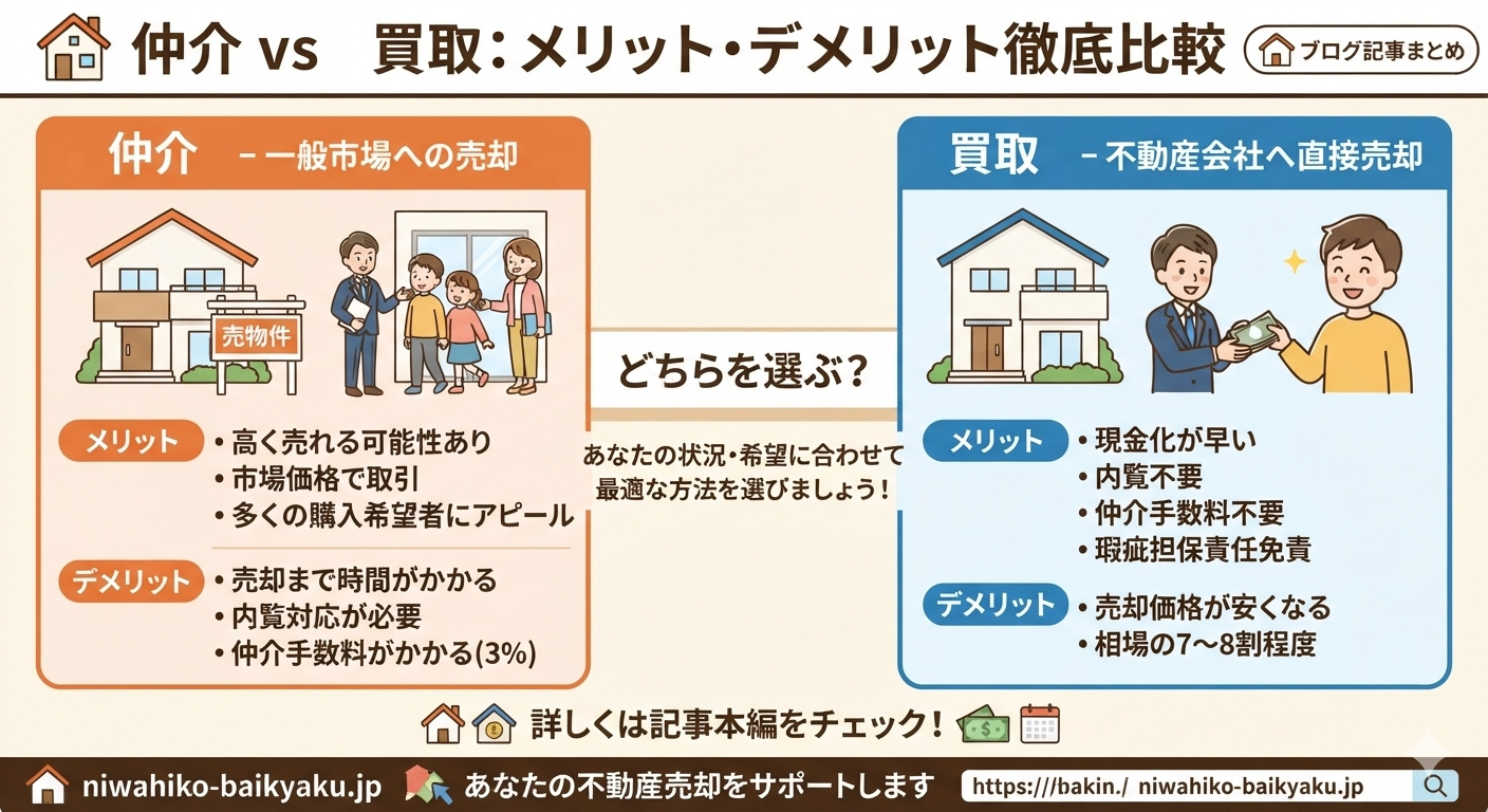 【沼津市の不動産売却コラム】不動産売却　どっちが正解？「仲介」と「買取」のメリット・デメリットを徹底解説！の画像