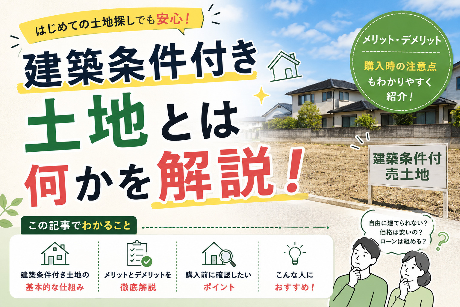 建築条件付き土地とは何か解説!購入前に知るべき主なメリットを紹介の画像