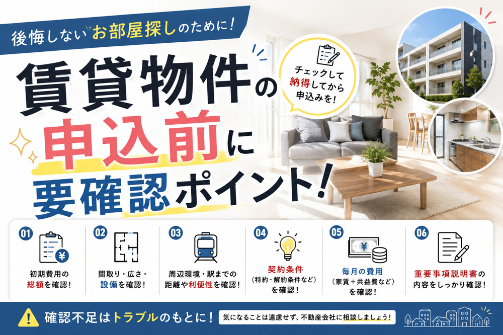 賃貸物件の申込前に要確認ポイント！後悔しないチェック順序を解説の画像