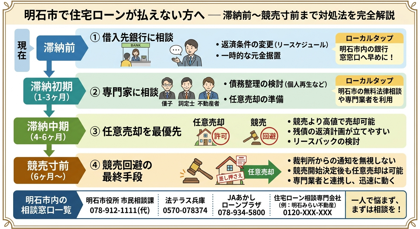 明石市で住宅ローンが払えない方へ|段階別対処法・任意売却・競売回避・相談先まで完全解説の画像