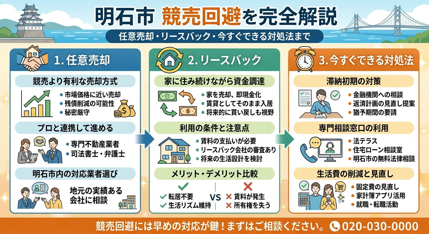 【明石市】競売を回避するには？任意売却・流れ・入札日前でも間に合う対処法を徹底解説の画像