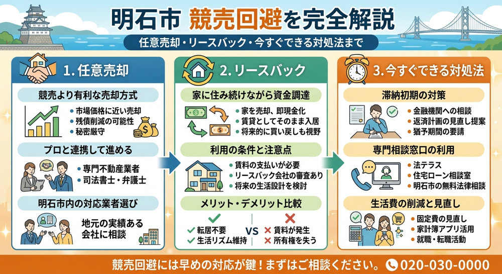 【明石市】競売を回避するには？任意売却・流れ・入札日前でも間に合う対処法を徹底解説の画像