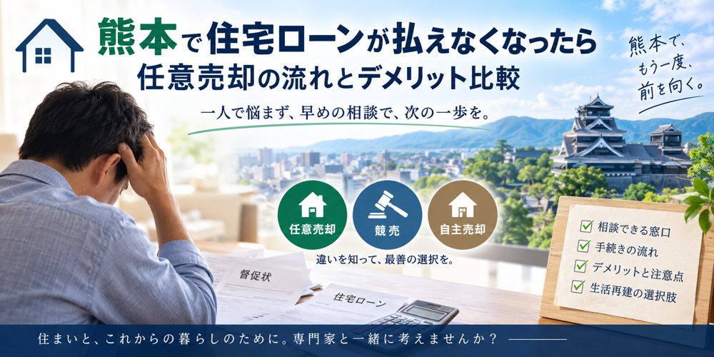 熊本で住宅ローンが払えなくなったら｜任意売却の流れとデメリット比較の画像
