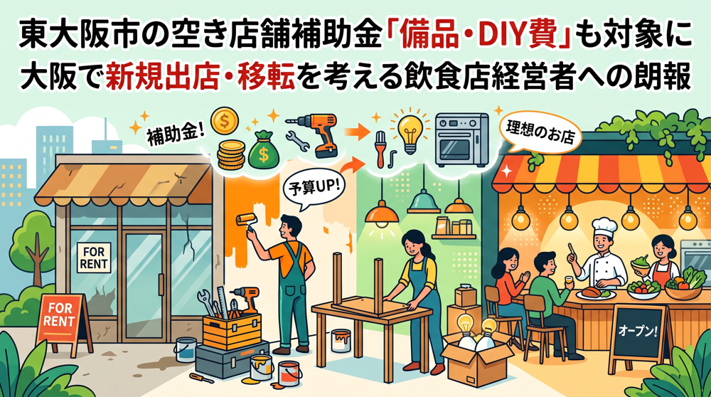 東大阪市の空き店舗補助金「備品も対象」に拡充　大阪の出店支援の画像