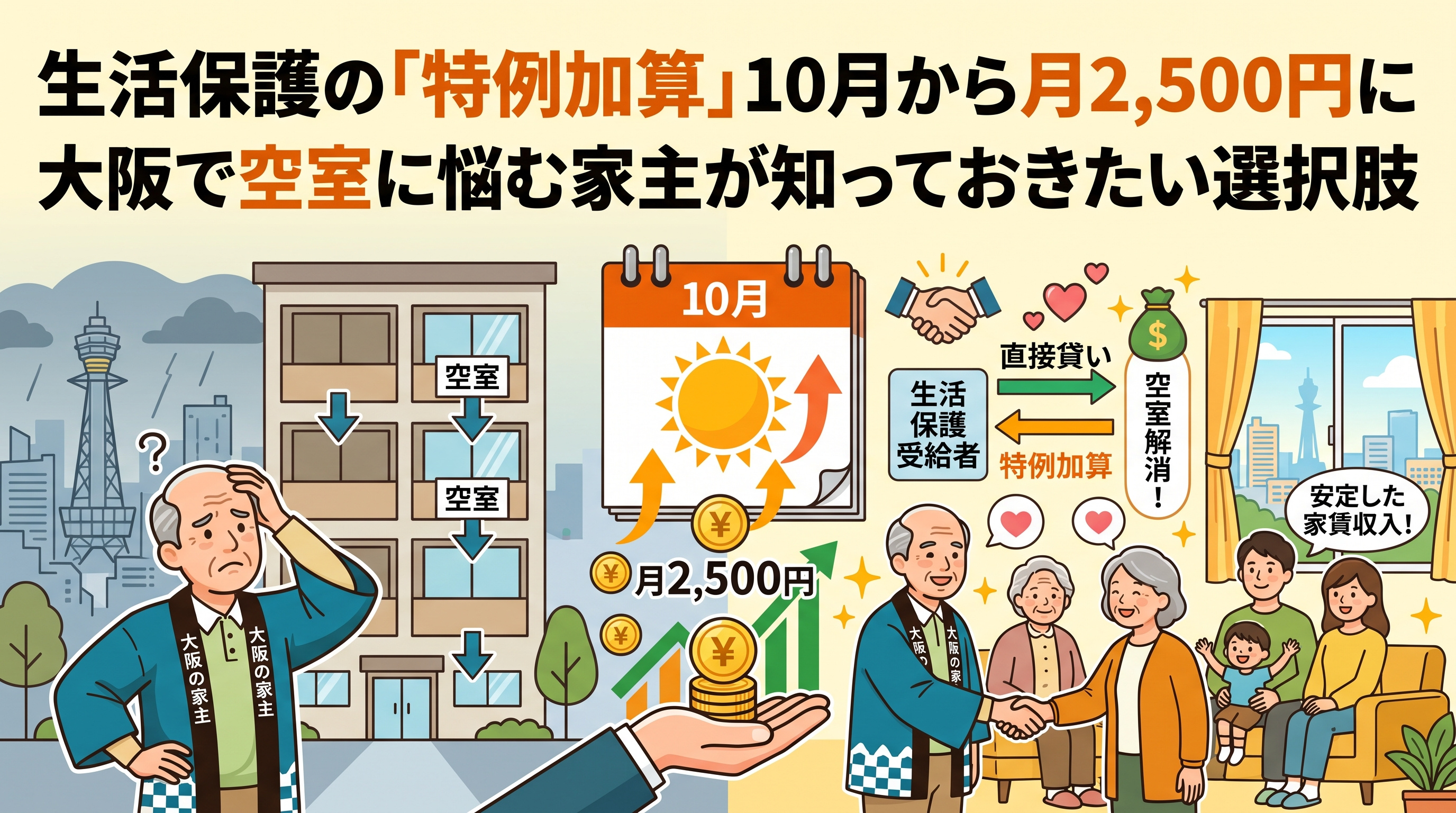 生活保護「特例加算」10月拡充、大阪の家主が知るべき空室対策の画像