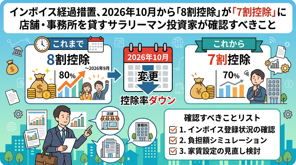 インボイス経過措置10月変更「8割→7割控除」大家の確認点の画像