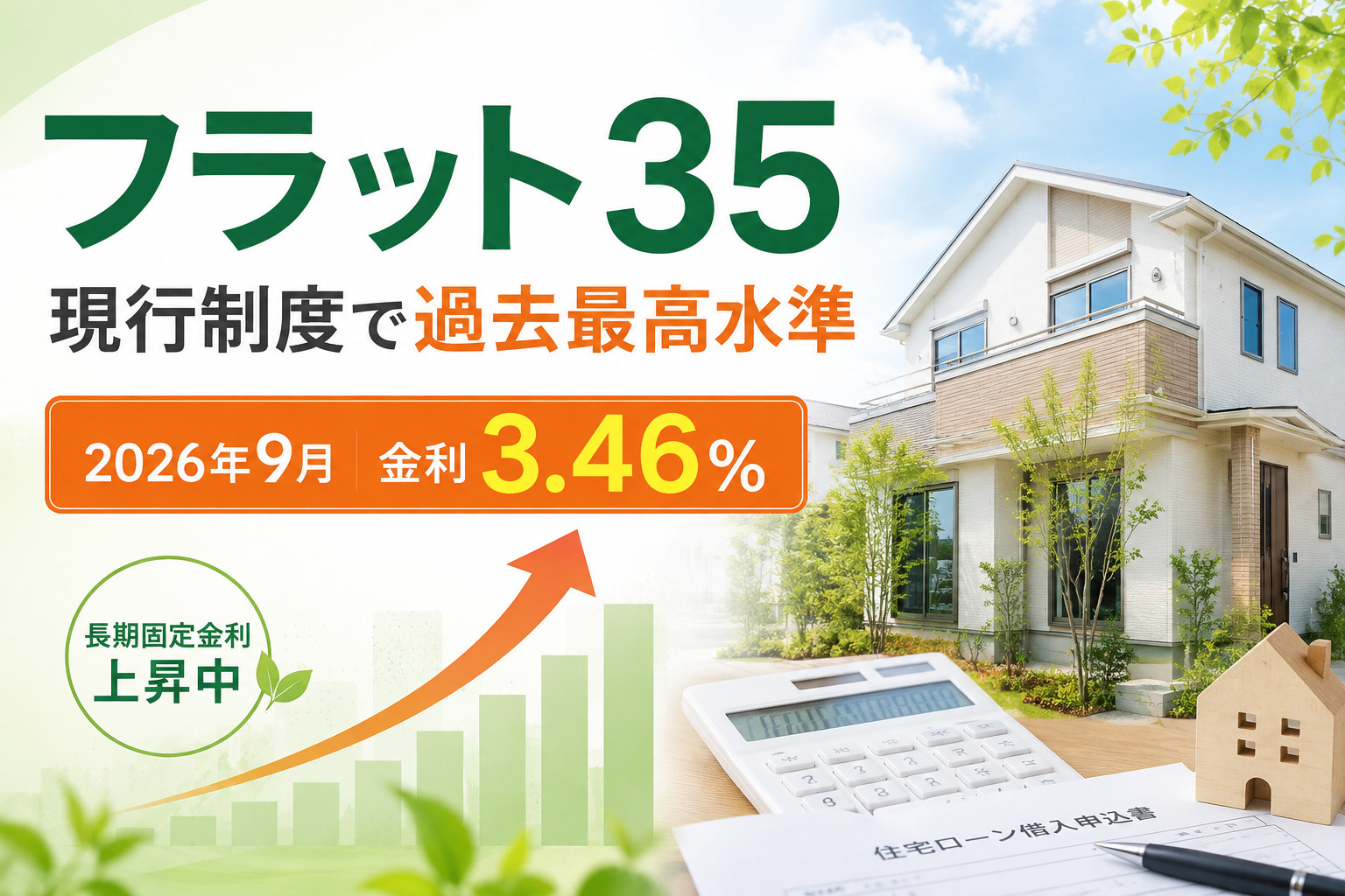 2026年9月フラット35が3.46%に上昇|現行制度で過去最高の金利水準にの画像