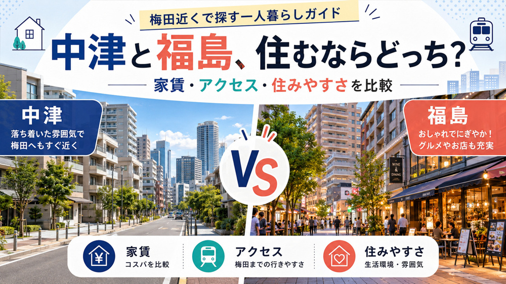 中津と福島、住むならどっち？家賃・住みやすさ・梅田へのアクセスを徹底比較の画像