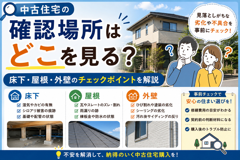中古住宅の確認場所はどこを見る？床下屋根外壁のチェックポイントを解説の画像