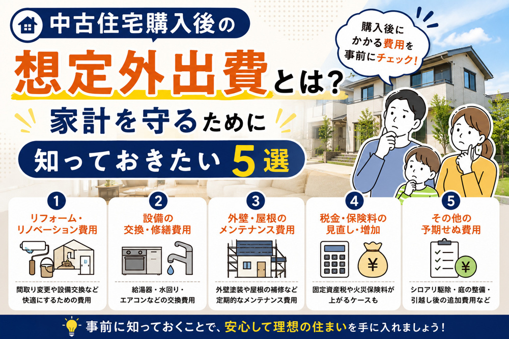 中古住宅購入後の想定外出費とは？家計を守るために知っておきたい5選の画像