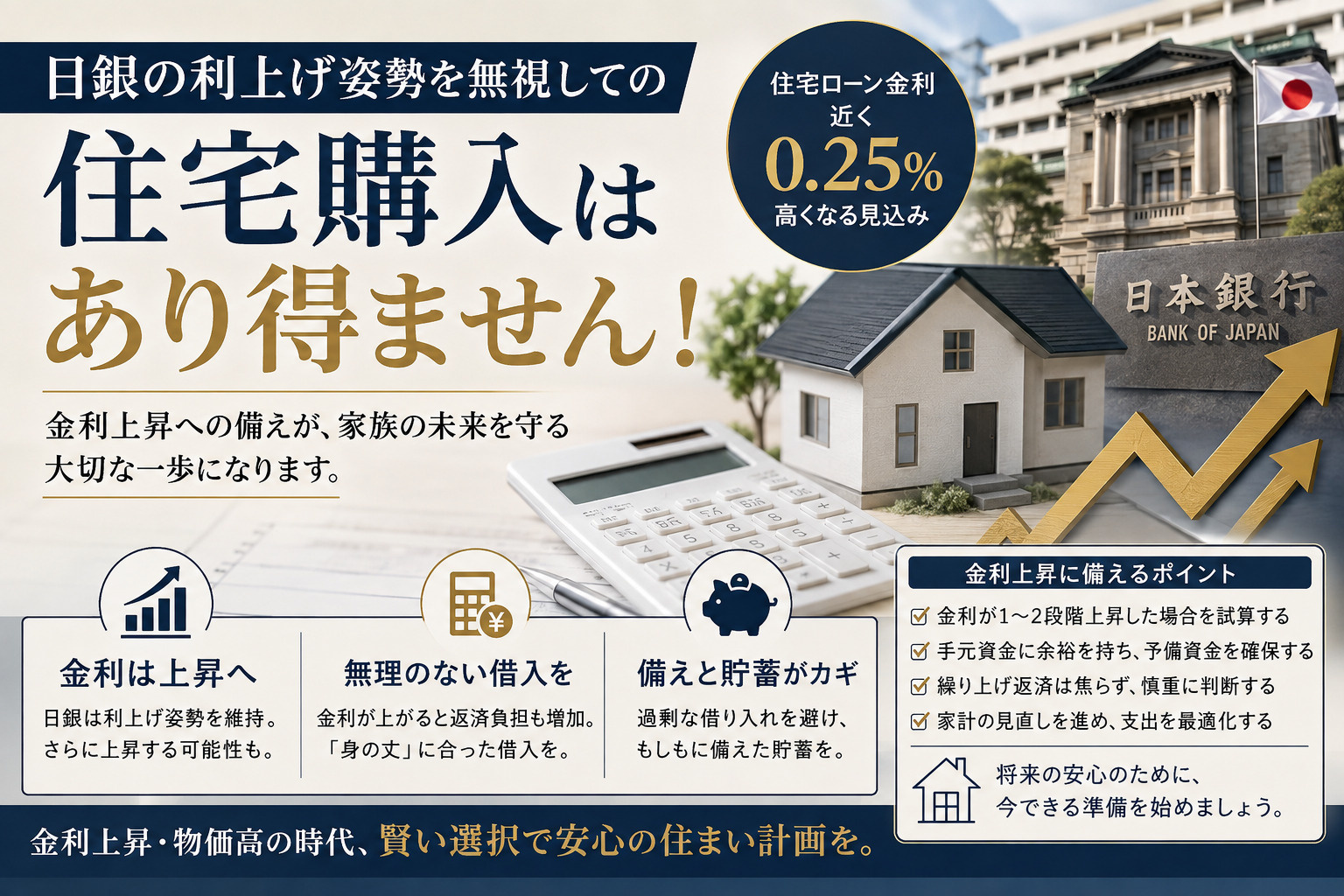【日銀利上】住宅ローンを組む前に金利上昇への備えの画像