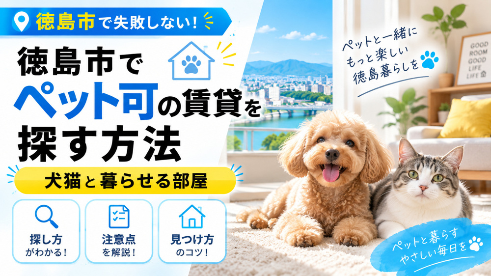 徳島市でペット可の賃貸を探す方法｜犬猫と暮らせる部屋の画像