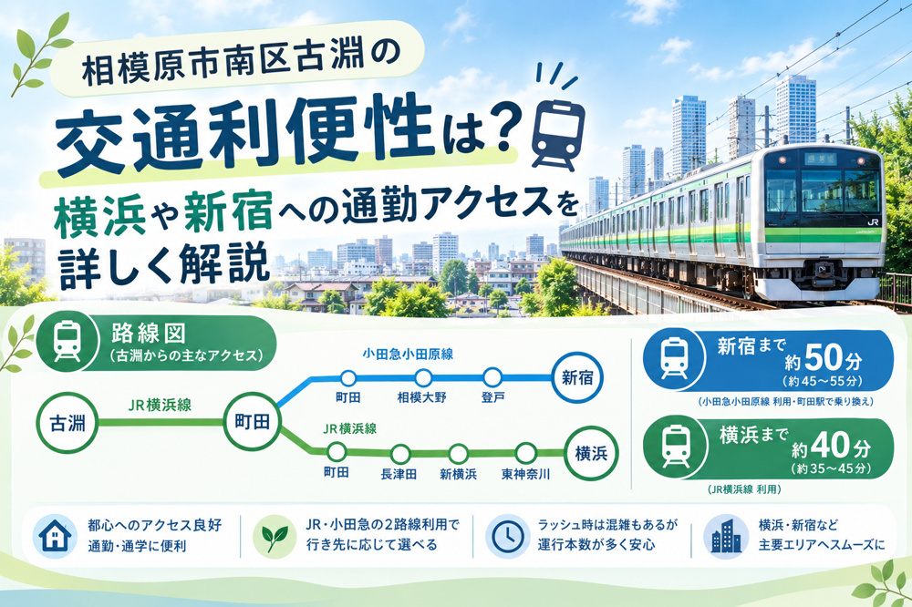 相模原市南区古淵の交通利便性は？横浜や新宿への通勤アクセスを詳しく解説の画像