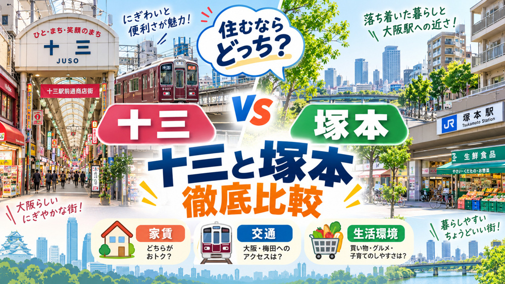 十三と塚本はどっちが住みやすい？家賃・交通・生活環境を徹底比較の画像