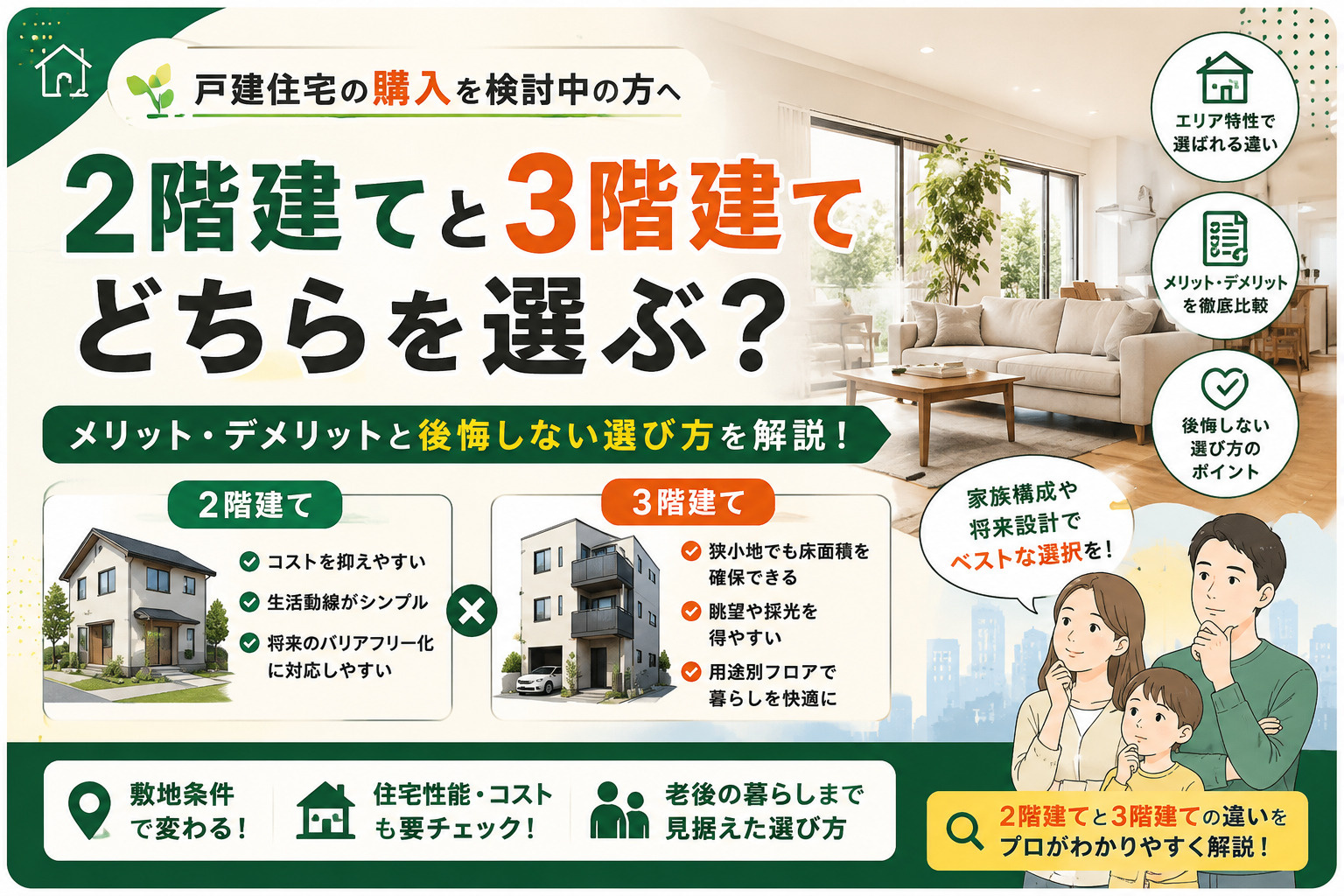 2階建てと3階建てどちらを選ぶ？｜メリット・デメリットと後悔しない選び方を解説！の画像