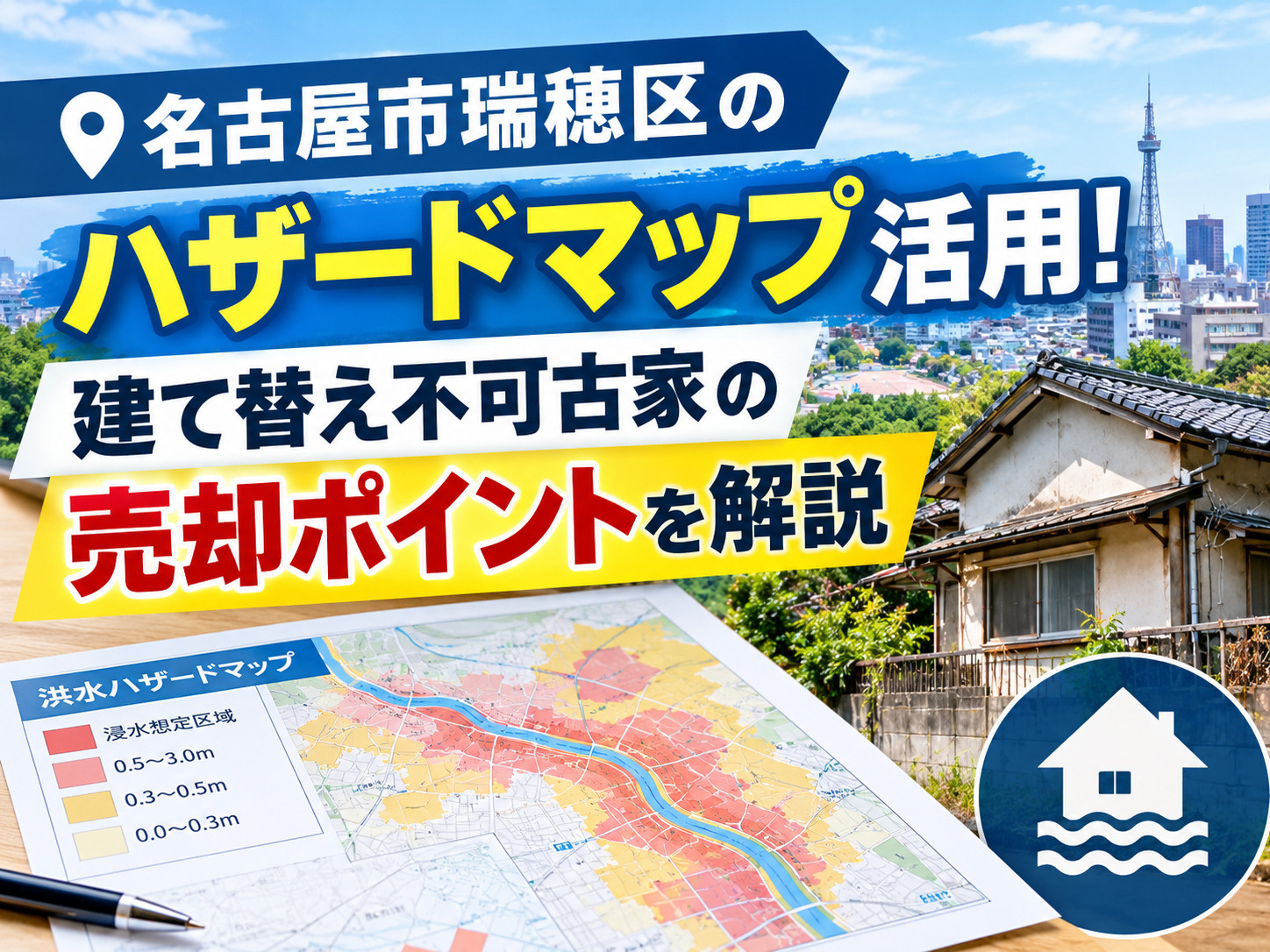 名古屋市瑞穂区のハザードマップ活用！建て替え不可古家の売却ポイントを解説の画像