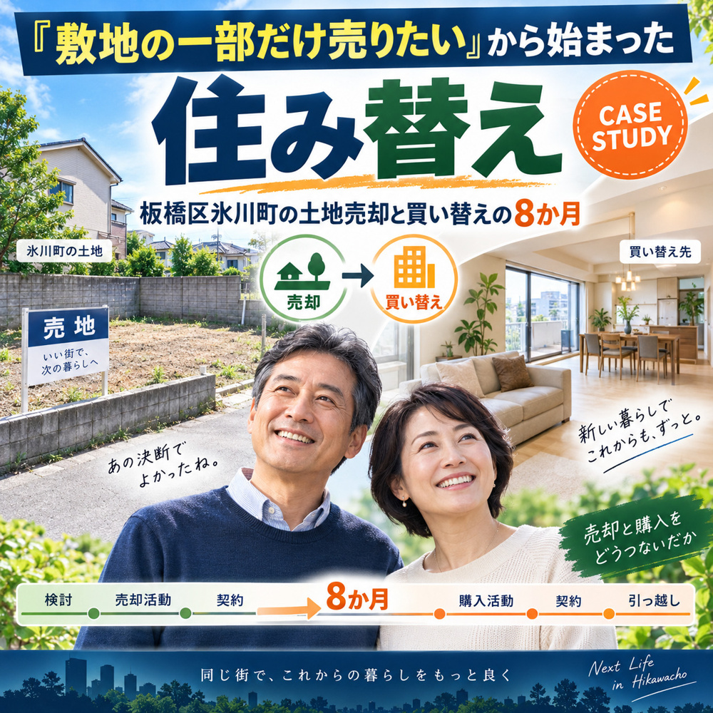 「敷地の一部だけ売りたい」から始まった住み替え｜板橋区氷川町の土地売却と買い替えの８か月の画像