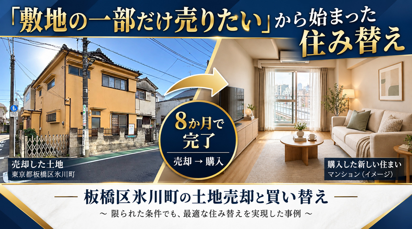 「敷地の一部だけ売りたい」から始まった住み替え｜板橋区氷川町の土地売却と買い替えの８か月の画像