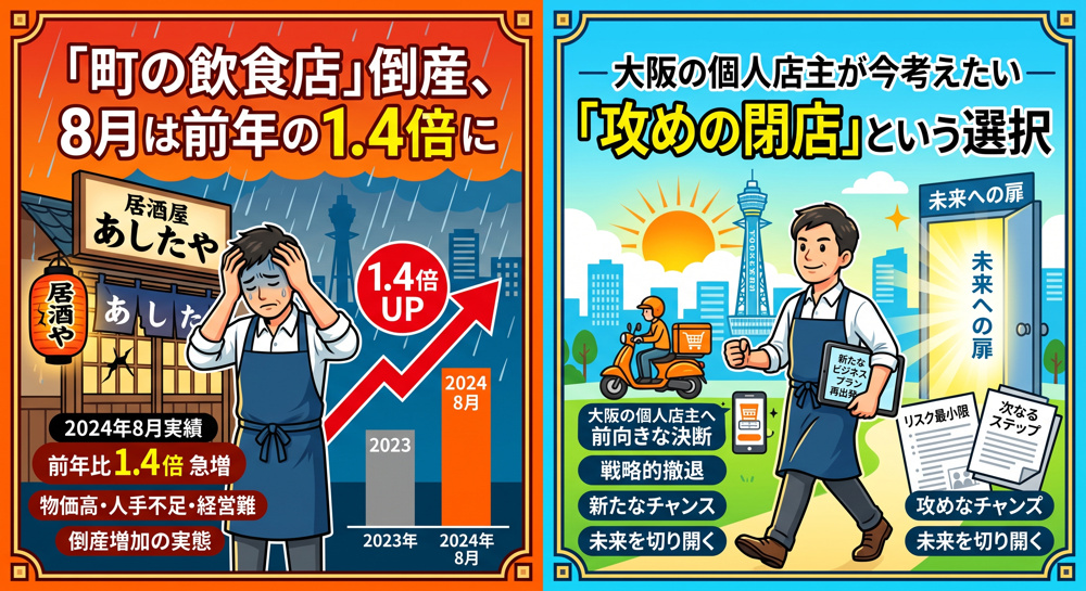 飲食店倒産8月80件、大阪個人店主の「攻めの閉店」術の画像
