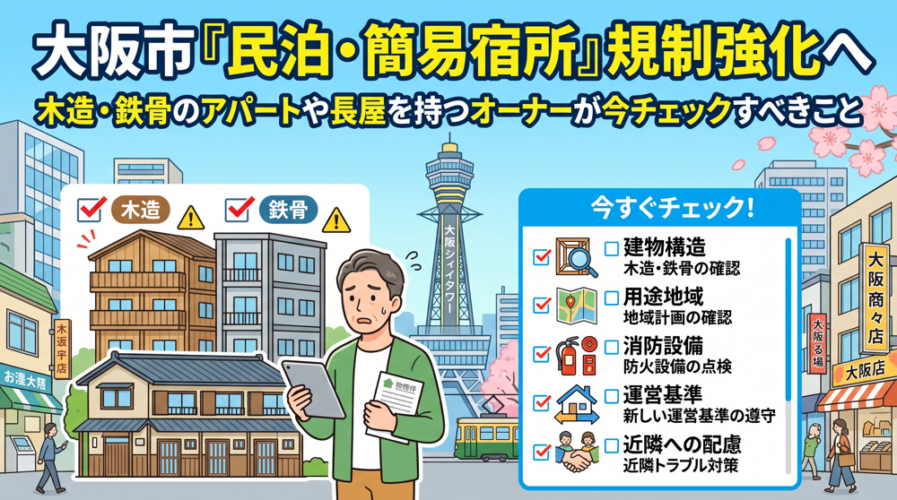 大阪市が民泊規制強化、木造アパートのオーナー要注意の画像