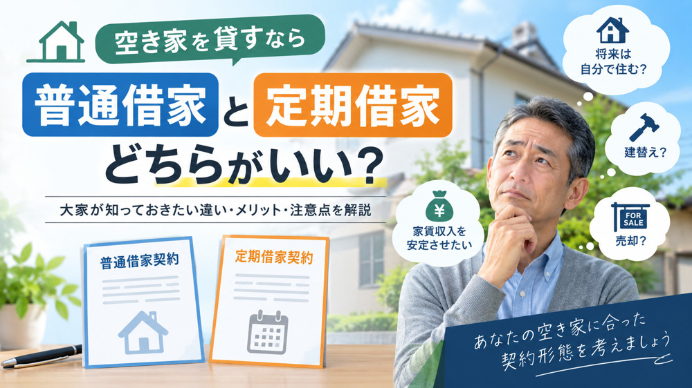 空き家を貸すなら定期借家・普通借家どっち？違いやメリット・デメリットを大家目線で解説の画像