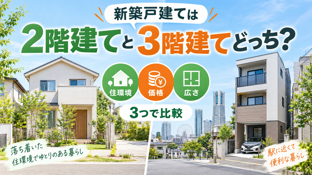 新築戸建ては2階建てと3階建てどっち？「住環境・価格・広さ」の3つで比較の画像
