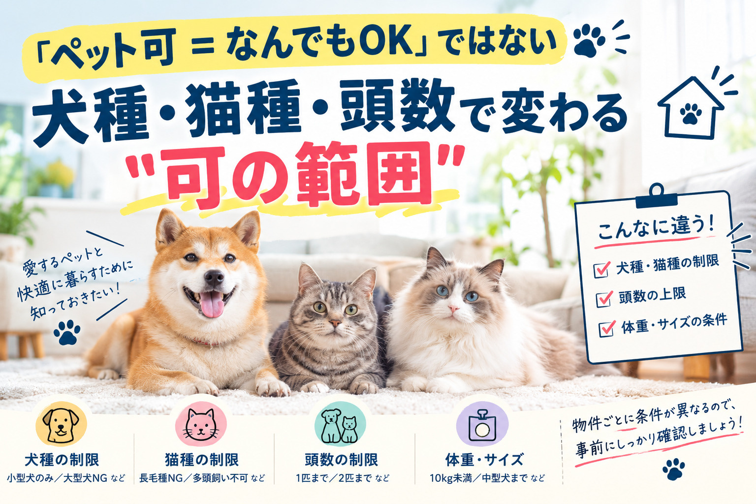 「ペット可=なんでもOK」ではない 犬種・猫種・頭数で変わる