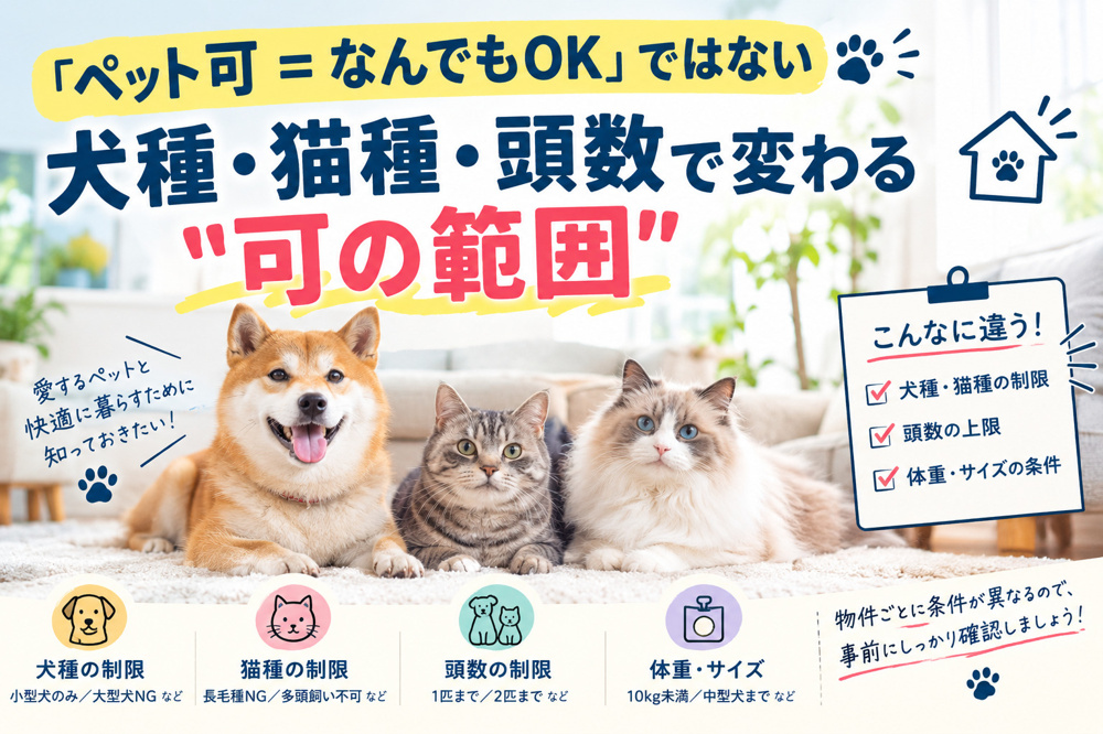「ペット可＝なんでもOK」ではない　犬種・猫種・頭数で変わる