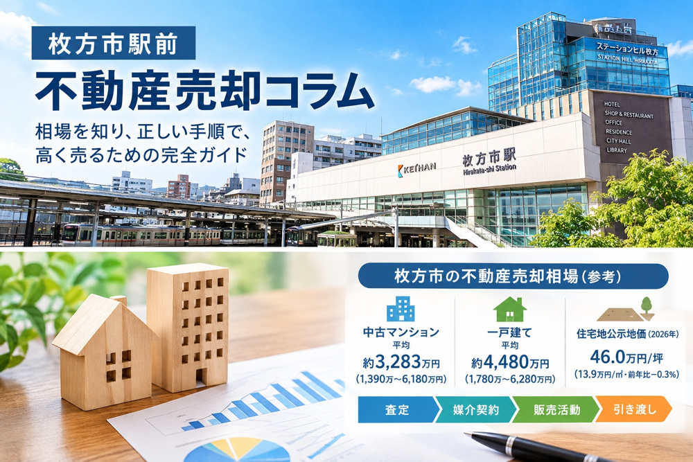 枚方市駅周辺で不動産売却をご検討中の方へ。失敗しない為にご参考にしてください。の画像
