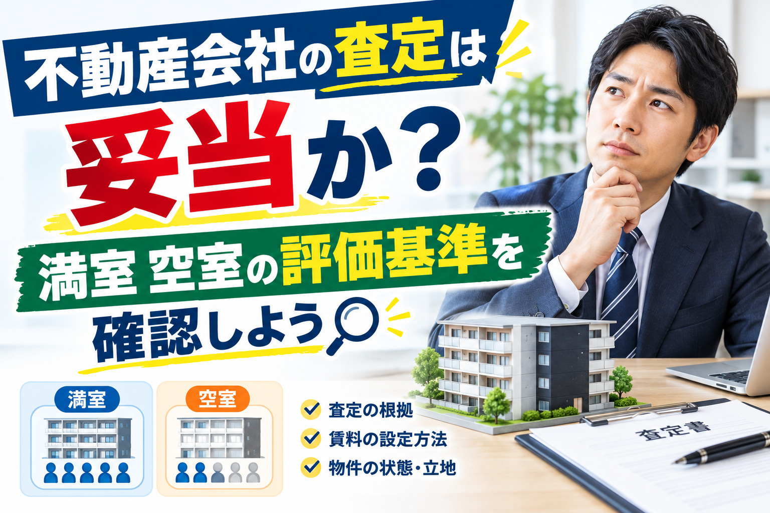 不動産会社の査定は妥当か?満室空室の評価基準を確認しようの画像