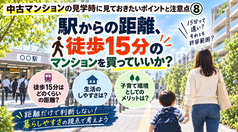 中古マンションの見学時に見ておきたいポイントと注意点⑧駅からの距離、徒歩15分のマンションを買っていいかの画像