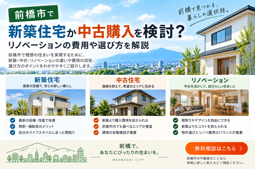前橋市で新築住宅か中古購入を検討？リノベーションの費用や選び方を解説の画像