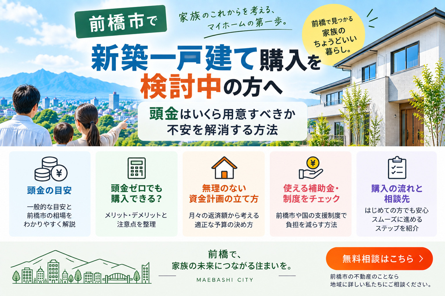 前橋市で新築一戸建て購入を検討中の方へ 頭金はいくら用意すべきか不安を解消する方法の画像