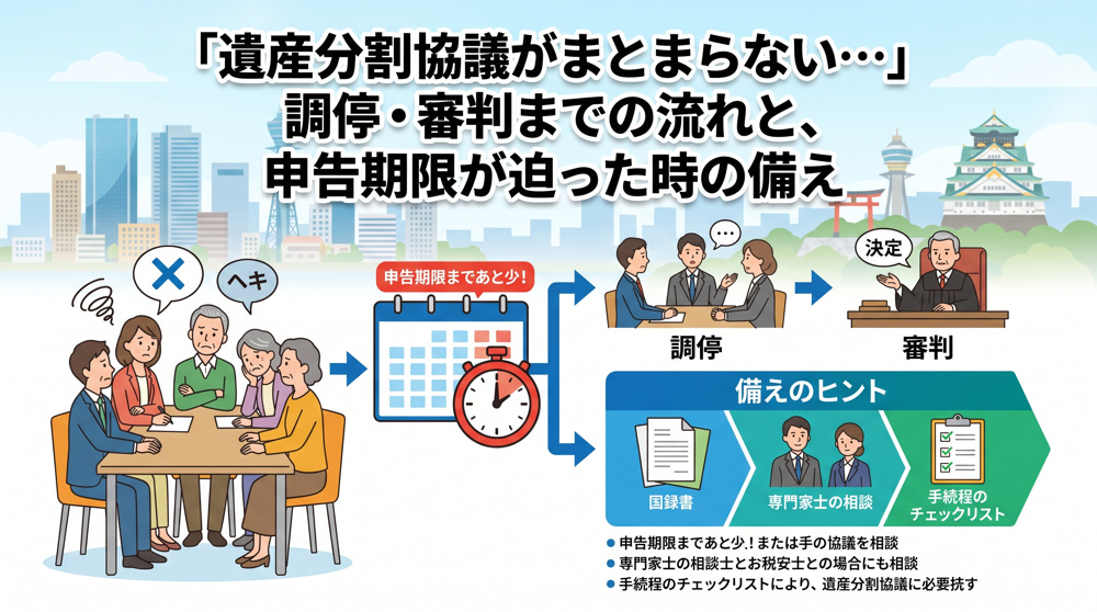 遺産分割協議がまとまらない時、調停・審判への進み方の画像