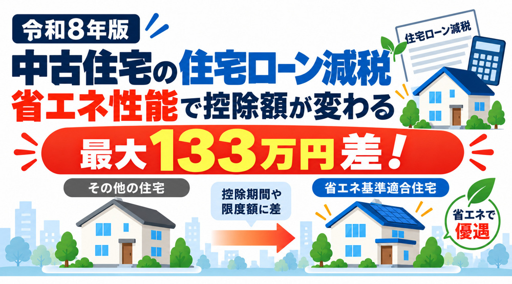 【令和8年版】中古住宅の住宅ローン減税｜省エネ性能で控除額が最大133万円変わりますの画像